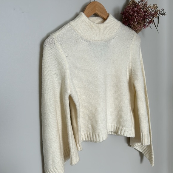 Anthropologie Cream Knit Bell Sleeve Sweater - Picture 2 of 6